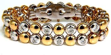 Avis Diamond 5.00 ct 18KT Diamonds Rounds Two Toned Domed Link Bracelet G/VS