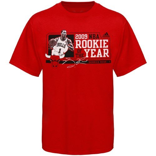 adidas Chicago Bulls Red #1 Derrick Rose 2009 NBA Rookie of the Year T-shirt