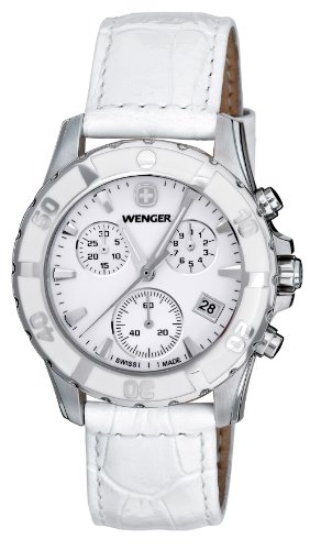 Wenger Women's 70744 Sport Elegance Chrono Mother-Of-Pearl Dial White Leather Watch