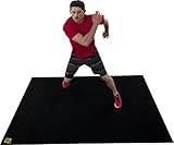 The LARGEST Exercise Mat. 96" Wide x 72" Long, (8'x6'). 4X Larger Than A Standard Sized Fitness Mat. Durable Rubber Fitness Mat. Designed To Use With Home-Based Fitness and CARDIO DVD's. Super Durable To Use With SHOES. Ideal For Cardio Gym Flooring in Home Gyms. Perfect For Cardio, Aerobic, & Plyometric Exercises. STEP INTO THE SQUARE!