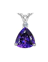 Original Star K (tm) Large 12mm Trillion Cut Simulated Amethyst Pendant in 925 Sterling Silver
