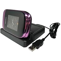 GSI Super Quality Desktop 3-In-1 Rapid Charger/Cradle/Data-Sync Docking Station For Blackberry Style 9670 Flip Cell Phone - Plus Slot For Extra Battery Charge - Powered By USB Or By Included AC Wall Adapter - Horizontal Style
