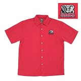 Alabama Crimson Tide NCAA Prevail Button Down Short Sleeve Shirt for Men (Cabernet)