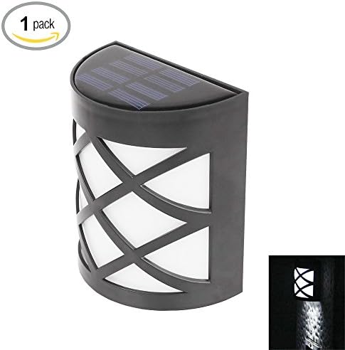 1916Life Outdoor Solar LED Wall Lamp Waterproof LED Deck Lights for Garden Patio Deck Fence,Solar Lights Sensor, Dusk to Dawn,Lighting Color White (Pack of 1)