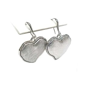 Silver Scratch Metal Heart Earrings Fashion Jewelry
