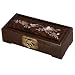 Handmade Mother Of Pearl & Mahogany Brown Wood Jewelry Box - Bird & Tree Flower Design