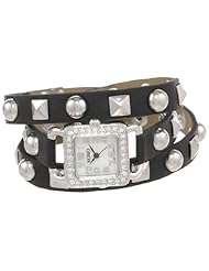 XOXO Womens XO5618  Black Double Wrap Rhinestones Bezel Watch
