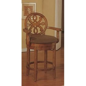 Walnut finish wood swivel bar stool with arms and vinyl padded seats by AMBfurniture