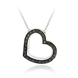Sterling Silver Champagne Diamond Accent Open Heart Pendant