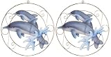 2 Leaping Dolphins Statue Figurine Garden Sun Catchers