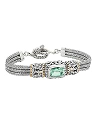 Greg Anthony Bali 18K & Silver Green Amethyst Adj. to 8.25 in. Bracelet
