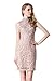 Little Smily Women's Crochet Lace Form Fitting High Neck Cocktail Bodycon Dress