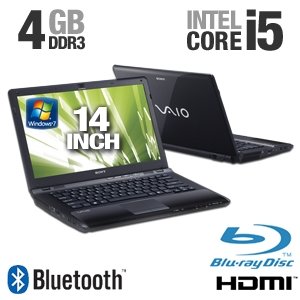 Sony VAIO VPCCW27FX/B Notebook PC - Intel Core i5 520M 2.4GHz, 4GB DDR3, 500GB HDD, Blu-Ray Reader/DVDRW, 14