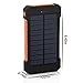 Solar Phone Charger, FKANT 10000mAh Portable Battery Charger Outdoor Dual USB External Battery Pack Solar Power Bank with LED Light and Compass for iPhone iPad Android Phones and More