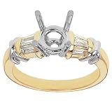 18k Yellow Gold Prong head and Cross with Platinum Engagement Setting with Baguette Diamond Accents (G-H/VS, 1/4 ct. tw.)