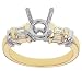 18k Yellow Gold Prong head and Cross with Platinum Engagement Setting with Baguette Diamond Accents (G-H/VS, 1/4 ct. tw.)