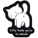 Bad Kitty Sticker #1 Kitty thinks you're an Asshole Sticker-Discontinued/Retired Art Sticker Supplies Very Limited