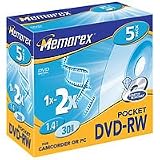 Memorex Mini DVD-RW - 5 x DVD-RW (8cm) - 1.4 GB ( 30min ) 2x - jewel case - storage media