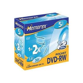 Memorex Mini DVD-RW - 5 x DVD-RW (8cm) - 1.4 GB ( 30min ) 2x - jewel case - storage media