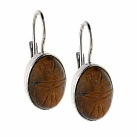 Sterling Silver Genuine Tiger Eye Stone Etched Oval LeverBack Lever Back Earrings by 