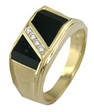 14K Gold Gents Onyx and Diamond Ring