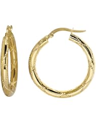 14k Yellow Gold Italian Fancy Wire Wrap Pattern 40 mm Hoop Earrings