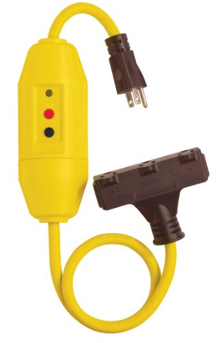 Tower Manufacturing 30338024 2 Length, 15 amp In-Line GFCI And Triple Tap Cord Set With Auto Reset