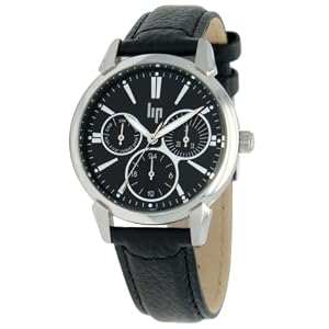 Lip - 1074412 - Montre Femme - Quartz Analogique - Cadran Noir - Bracelet en Cuir Noir