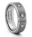 8MM Tungsten Carbide Brushed Silver Diamond CZ Mens Wedding Band Ring (Available Sizes 7-14 Including Half Sizes) (13.5)