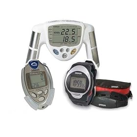 Omron Body Logic Body Fat Analyzer HBF-306BL, Heart Rate Monitor, HJ-112 Digital Premium Pedometer