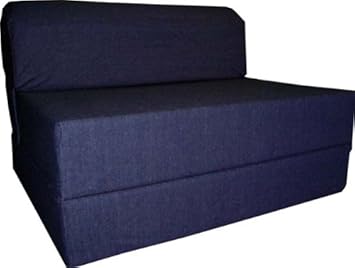 Denim Sleeper Chair Folding Foam Bed Sized 6" Thick X 32" Wide X 70" Long Studio Guest Foldable Chair Beds Foam Sofa Couch.