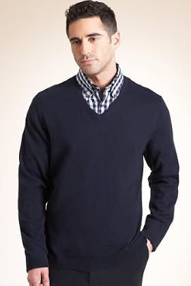 XXXL Collezione Cotton Rich V-Neck Jumper with Cashmere