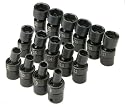 SK Hand Tools 33350 15-Piece 3/8-Inch Drive 6 Point Swivel Metric High Visibility Impact Socket Set