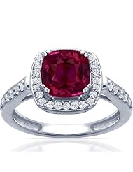 Platinum Cushion Cut Ruby Ring With Sidestones