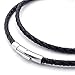 jonline24h Mens Womens Black Braided Leather Cord Rope Necklace Chain Stainless Steel Clasp, 4mm, 14-30 inch(24)