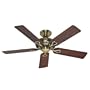 Hunter 20510 Savoy 52-Inch 5-Blade Ceiling Fan, Antique Brass with Rosewoood and medium Oak blades.