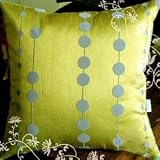 Decorative Modern Green With Flocking Dots Throw Pillow Cover
