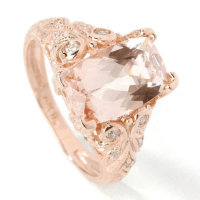 14K Rose Gold Morganite & Diamond Ring