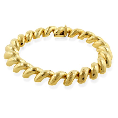 Childrens Toyshop  Jewelry : 10K Yellow Gold San Marco Diamond Cut Bracelet 7.2"