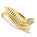 14K Gold 7 Ribbed Diamond Accent Electroform Snake Bangle Bracelet