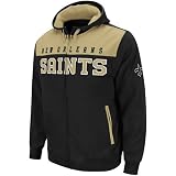 NFL Men's New Orleans Saints End Zone All Pro Full Zip Hood (Black, Large)