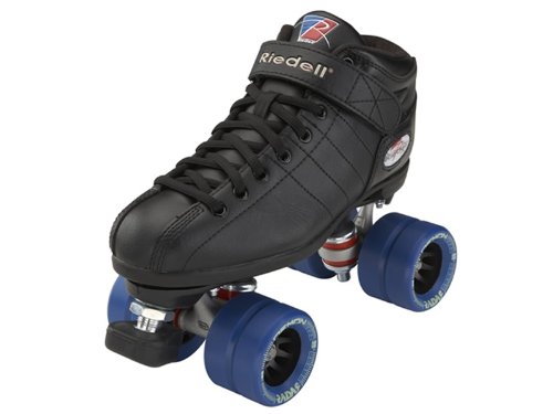 Riedell R3 Black Boots with Dark Royal Blue Demon Wheels Mens Boys Ladies Womens Girls Kids Childrens Youth Quad Speed Roller Derby Skates
