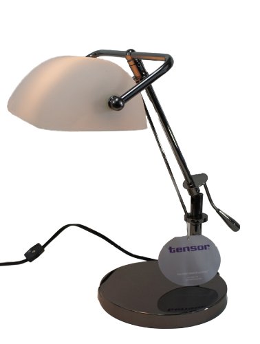B340 Bankers Lamp - Black Satin Nickel & White Scavo Glass Shade On Sale