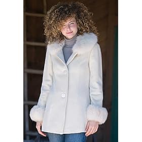 Women's Cashmere Blend Coat with Fox Collar