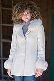 Women's Cashmere Blend Coat with Fox Collar
