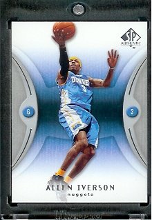 2006 07 SP Authentic Allen Iverson Denver Nuggets Basketball Card #64 - Mint Condition - In Protective Display Case !!