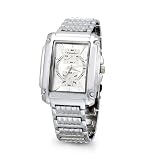 Mens Silver Square Bezel Quartz Fashion Bracelet Watch on sale