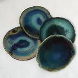 Teal Agate Coasters, Set of 4