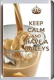 KEEP CALM and HAVE A BAILEYS Fridge Magnet printed on an image of of a glass of Baileys Irish Cream being poured, from our Keep Calm and Carry On series - an original stocking filler Gift Idea.