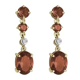 10k Yellow Gold Garnet and Diamond Earrings